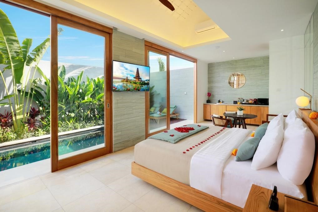  Kamar tidur dengan pemandangan di Vila Astera seminyak